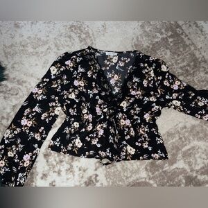 Love Tree Black Floral Blouse